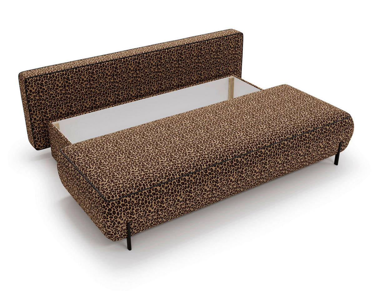 SCHLAFSOFA Jacquard Orange Stoffauswahl, Rücken echt  - Schwarz/Orange, Design, Textil/Metall (212/90/95cm) - Livetastic