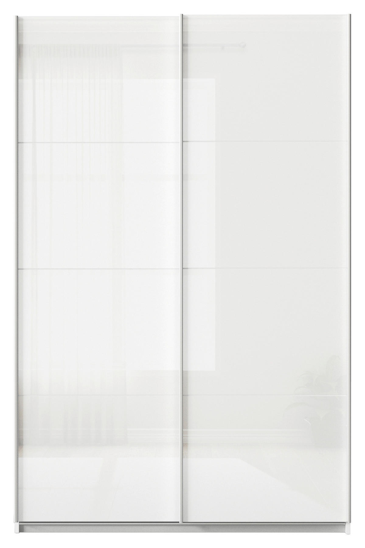 SCHWEBETÜRENSCHRANK  in Weiß  - Alufarben/Weiß, KONVENTIONELL, Glas/Holzwerkstoff (136/229/62cm) - Xora