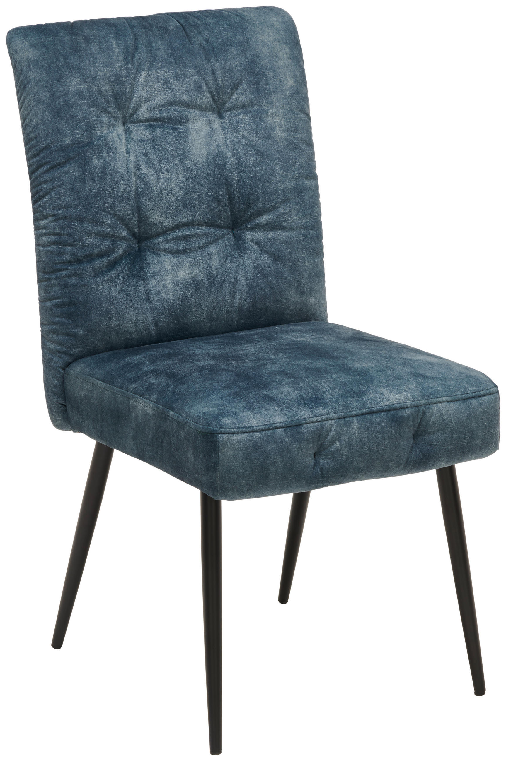 STUHL Samt Blau, Schwarz  - Blau/Schwarz, MODERN, Textil/Metall (48/91/62.5cm) - Livetastic
