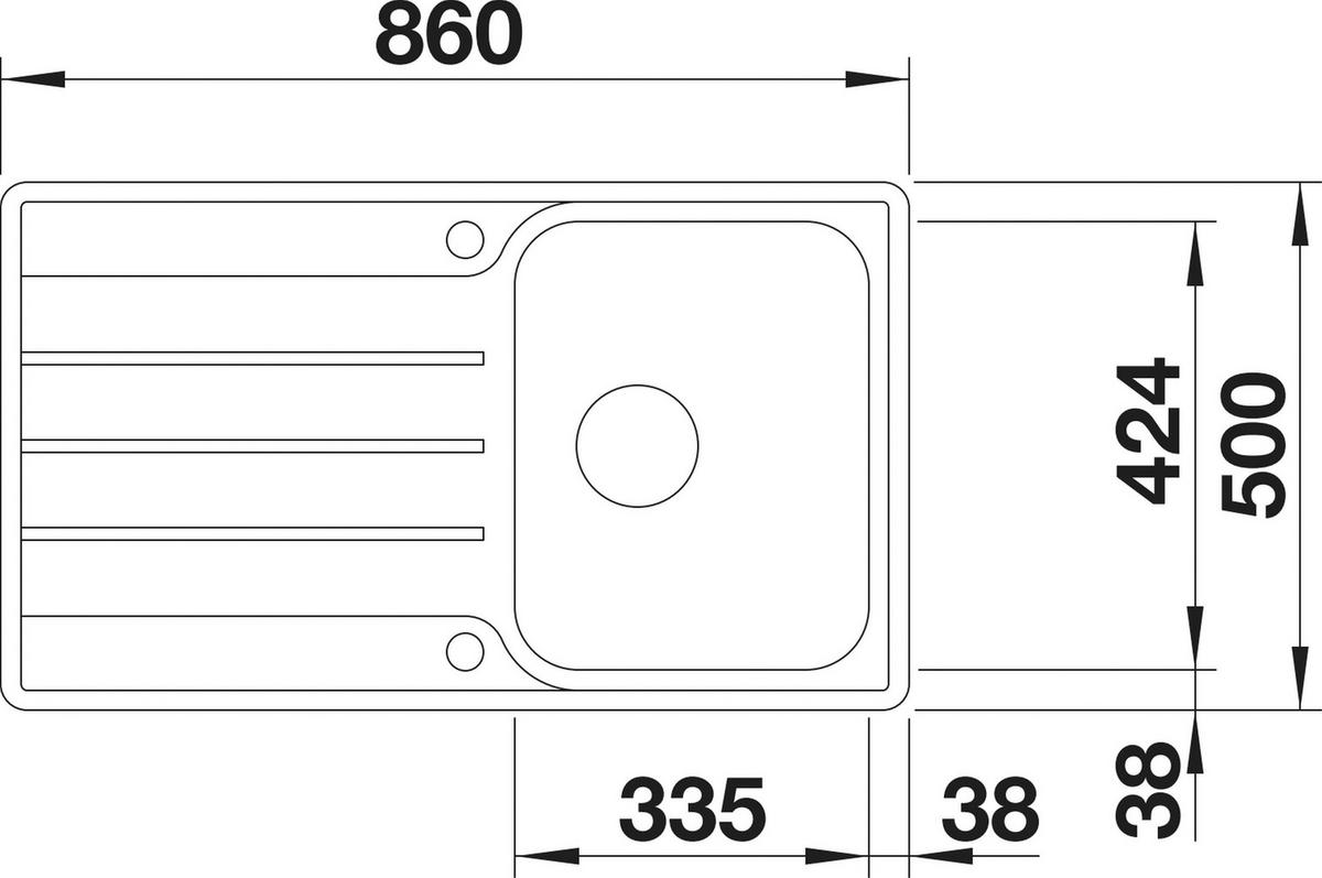 SPÜLE 523031  - Edelstahlfarben, Basics, Metall (86/20,5/50cm) - Blanco