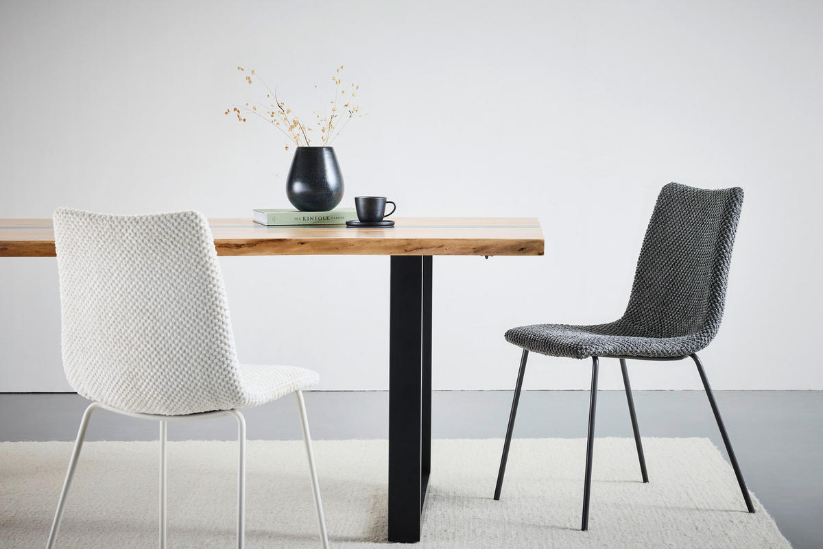 STUHL Webstoff Dunkelgrau  - Dunkelgrau/Grau, Design, Textil/Metall (45/86,5/57cm) - home24