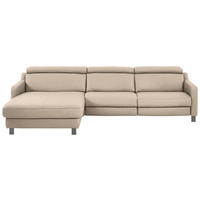 ECKSOFA in Echtleder Hellbraun  - Hellbraun/Schwarz, Design, Leder/Metall (176/291cm) - Valdera