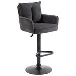 BARHOCKER Cord Dunkelgrau Eisen Stoffauswahl, Sitzfläche 360° drehbar, inklusive Armlehnen  - Dunkelgrau/Schwarz, Design, Textil/Metall (54/101-122/58cm) - Novel
