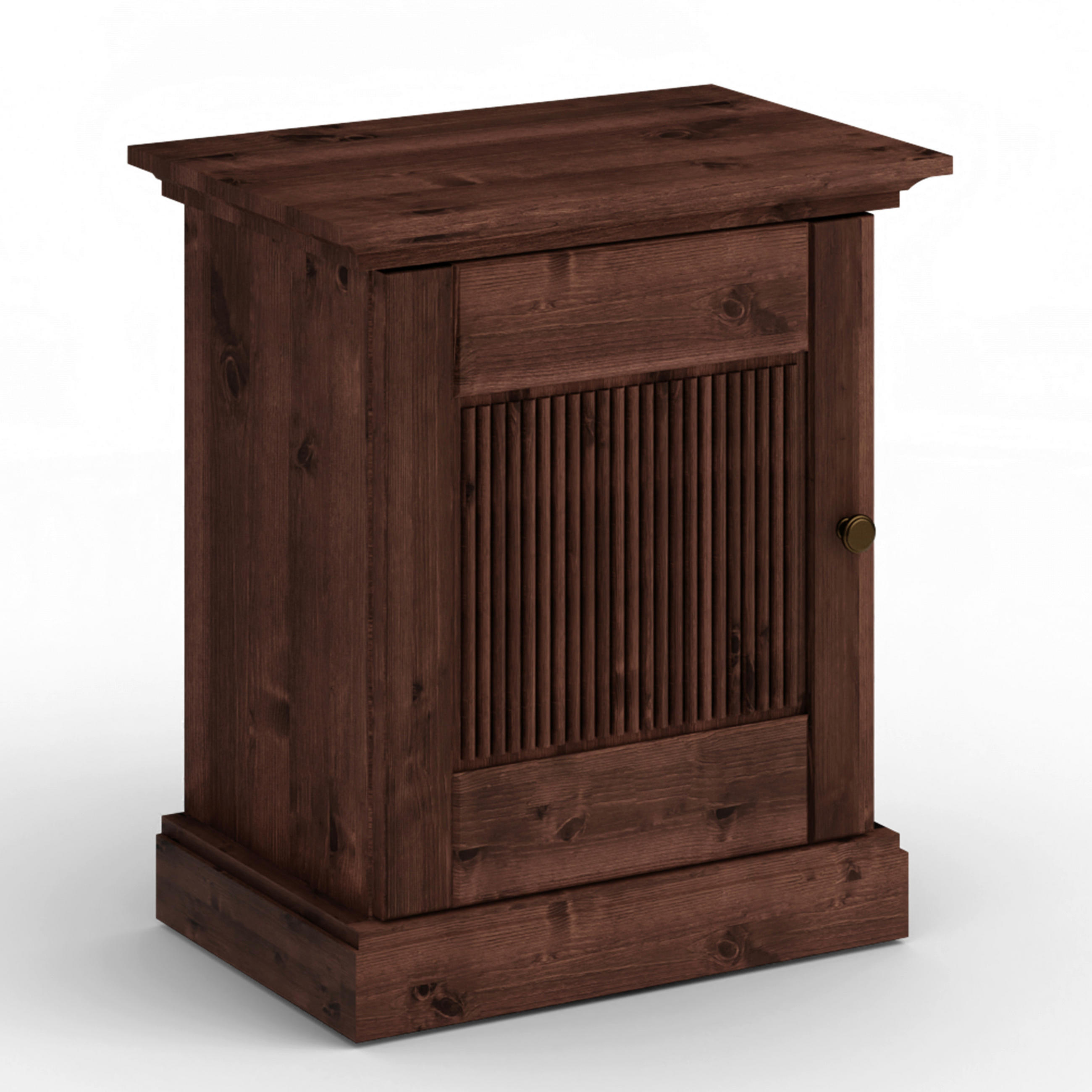 NACHTSCHRANK 54/61/36 cm Kiefer massiv  - Dunkelbraun/Silberfarben, KONVENTIONELL, Holz/Metall (54/61/36cm) - Linea Natura