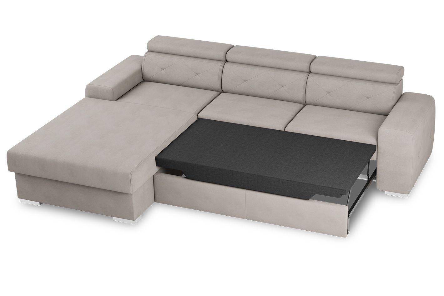 ECKSCHLAFSOFA Creme Velours  - Silberfarben/Creme, Design, Textil (195/296cm) - MID.YOU