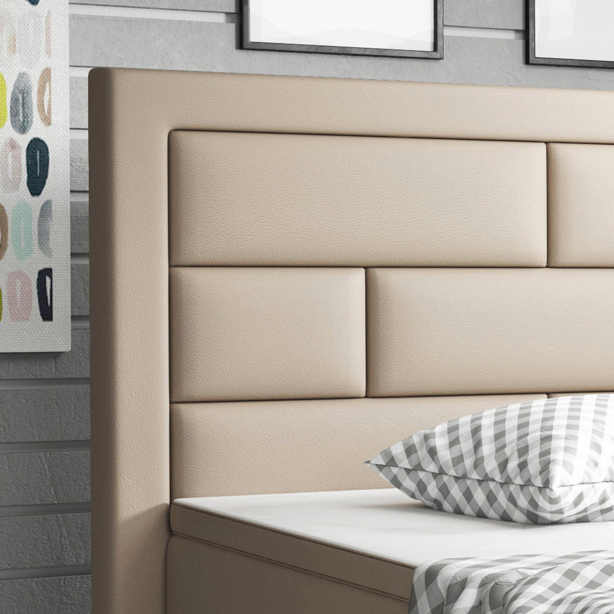 BOXSPRINGBETT 180/200 cm  in Cappuccino  - Silberfarben/Cappuccino, KONVENTIONELL, Leder/Textil (180/200cm) - MID.YOU