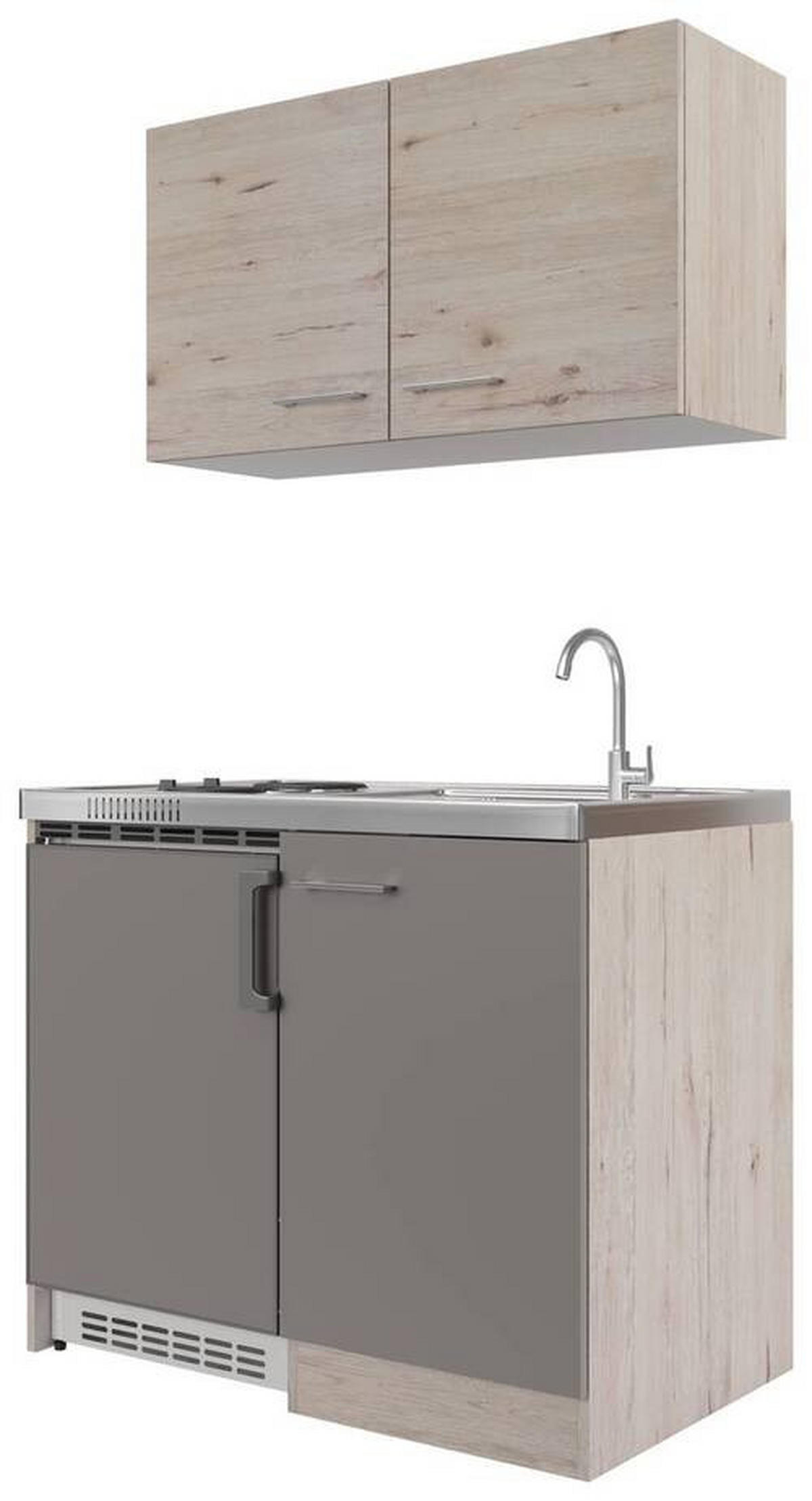 MINIKUCHYNĚ RIVA 100 - dub San Remo/šampaňská, Moderní, kov/kompozitní dřevo (100cm) - FlexWell