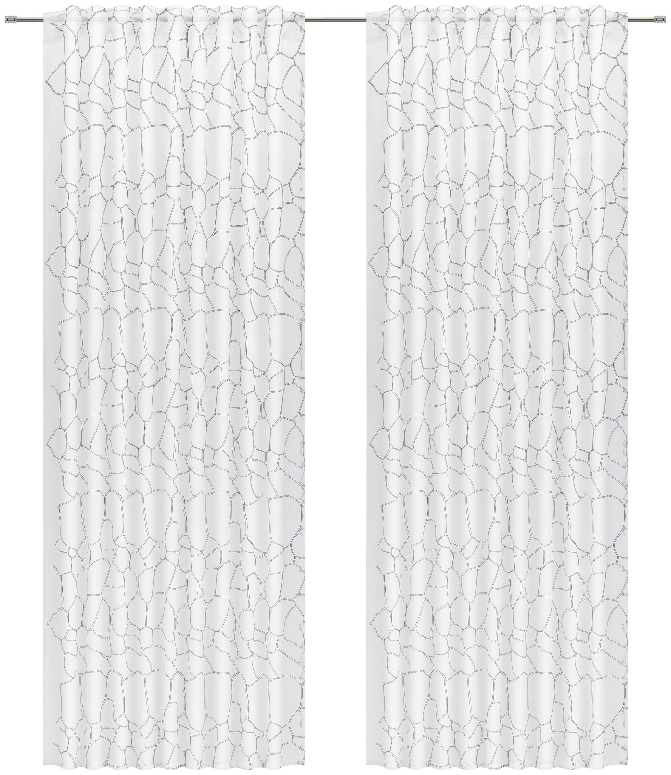 FERTIGVORHANG  halbtransparent  140/245 cm  2 Stück  - Weiß/Grau, Design, Textil (140/245cm) - Esposa