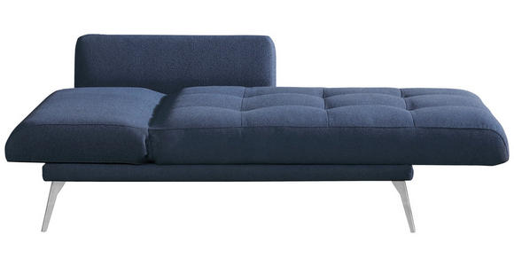 RÉCAMIERE Amira in Flachgewebe Dunkelblau  - Chromfarben/Dunkelblau, KONVENTIONELL, Textil/Metall (200/85/106cm) - Novel