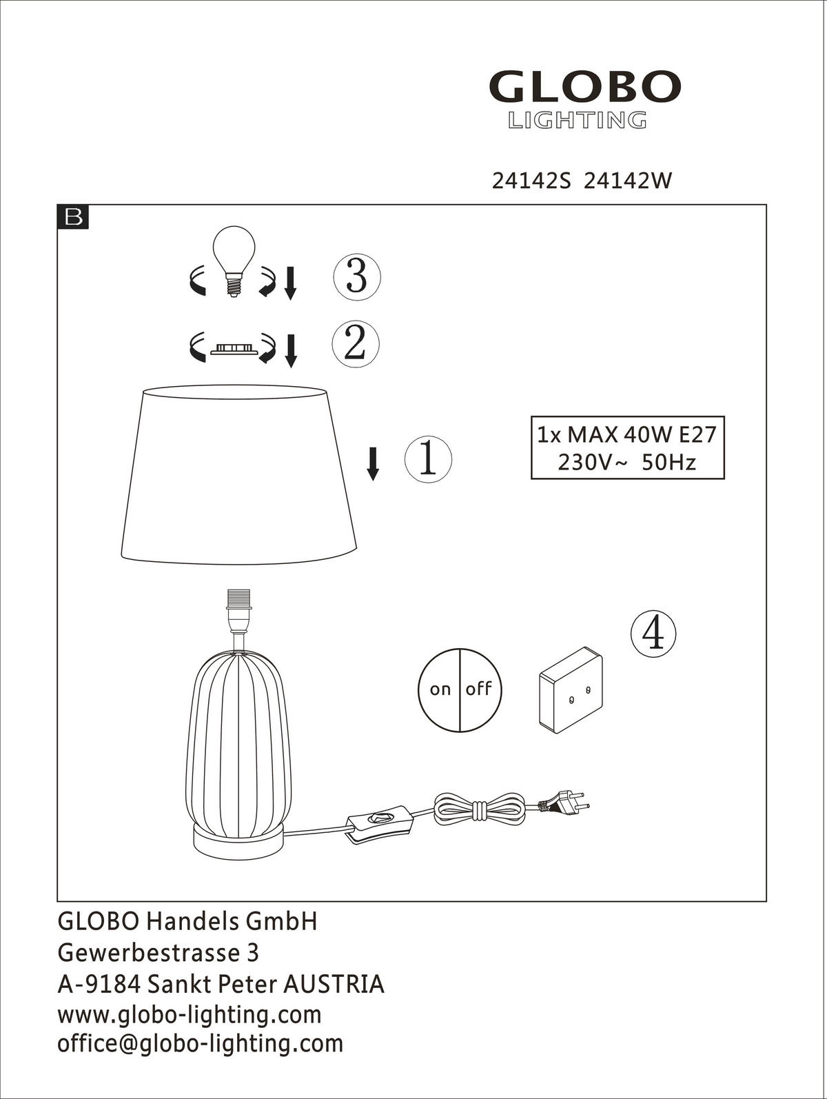 STOLNÍ LAMPA, 30/30/52 cm - Konvenční (30/30/52cm) - Globo