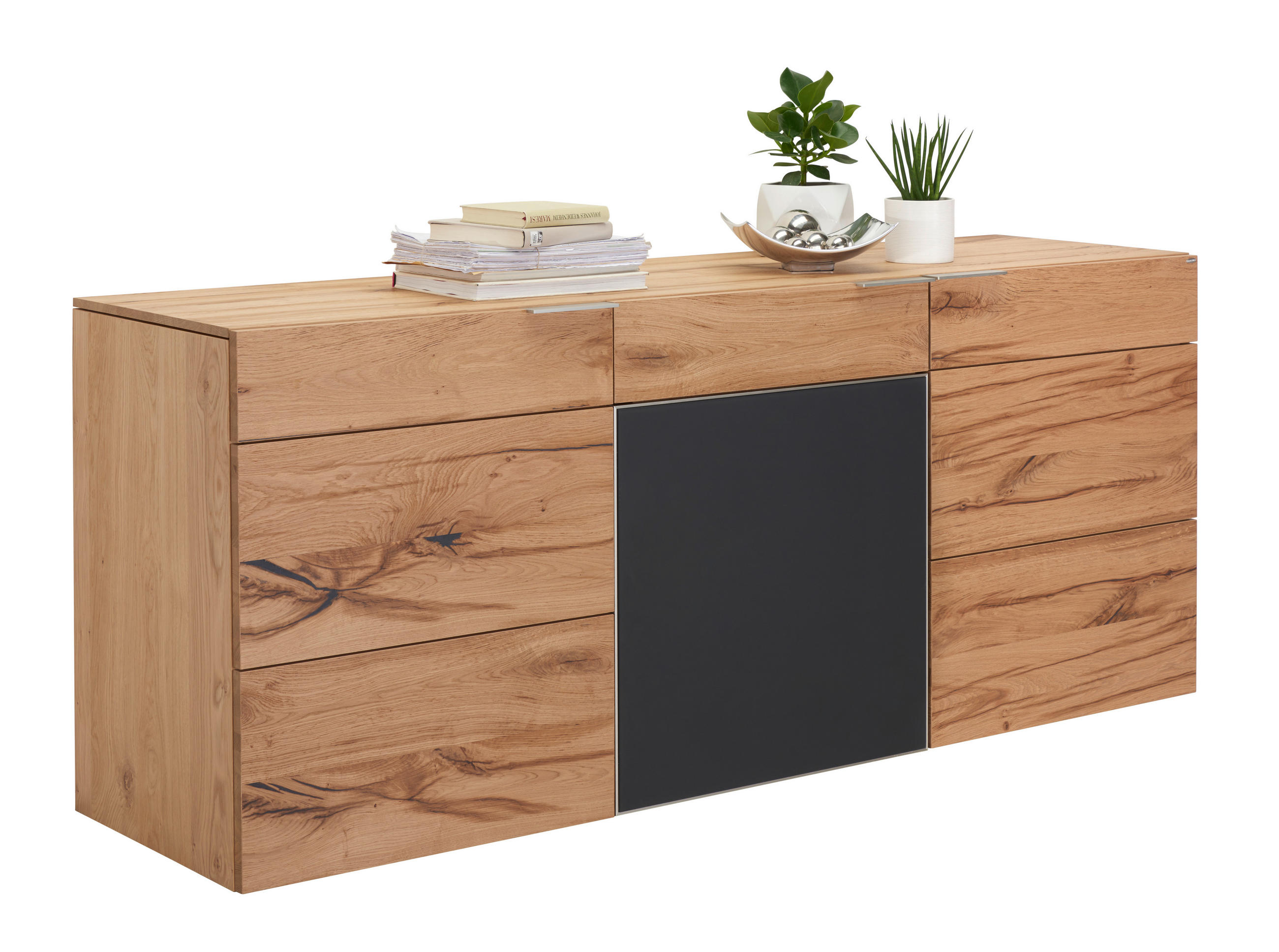 SIDEBOARD V-Alpin  in 192/82/51,6 cm  - Eichefarben/Anthrazit, Natur, Glas/Holz (192/82/51,6cm) - Voglauer