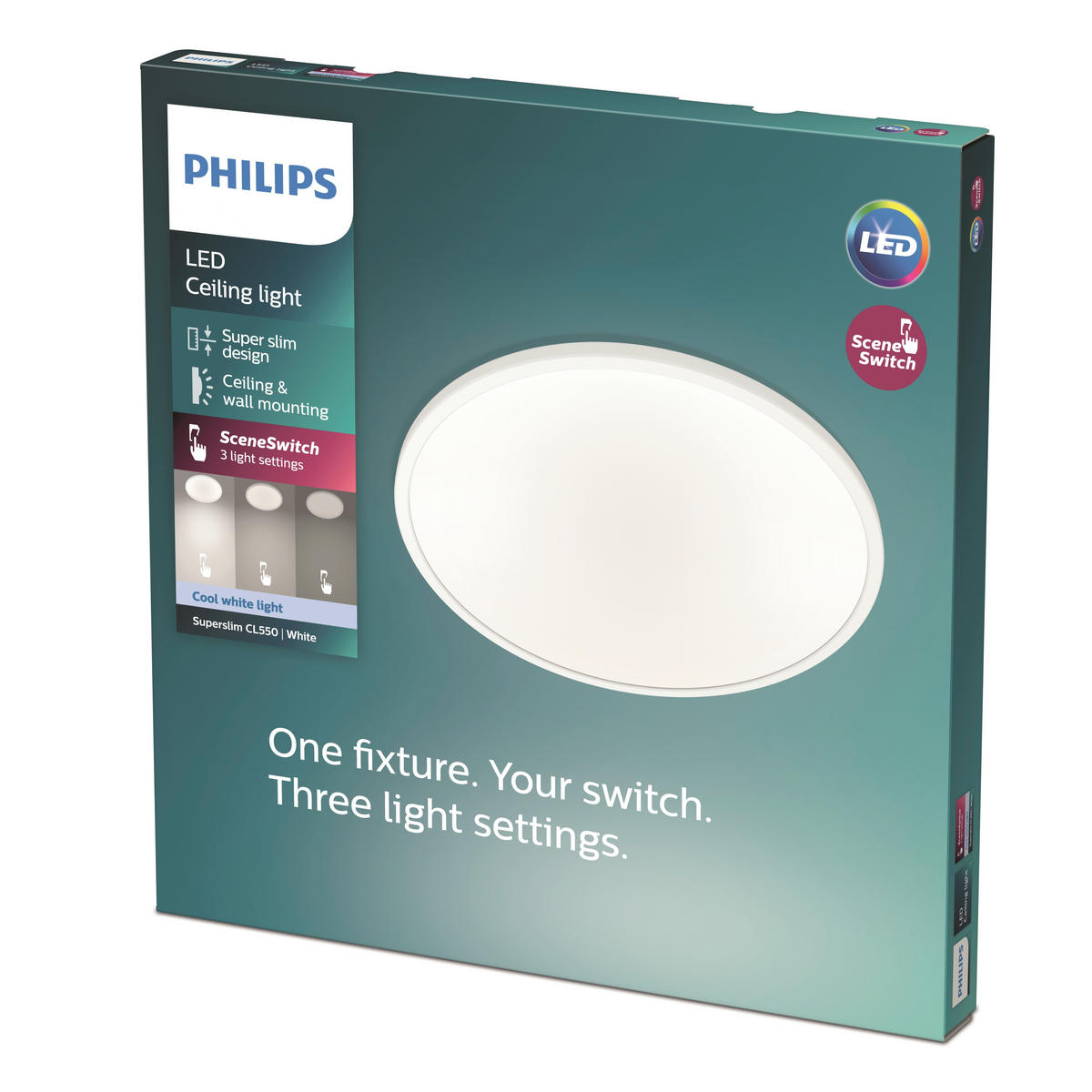 LED-DECKENLEUCHTE Superslim CL550 29,5/29,5/2,3 cm   - Weiß, Basics, Kunststoff (29,5/29,5/2,3cm) - Philips