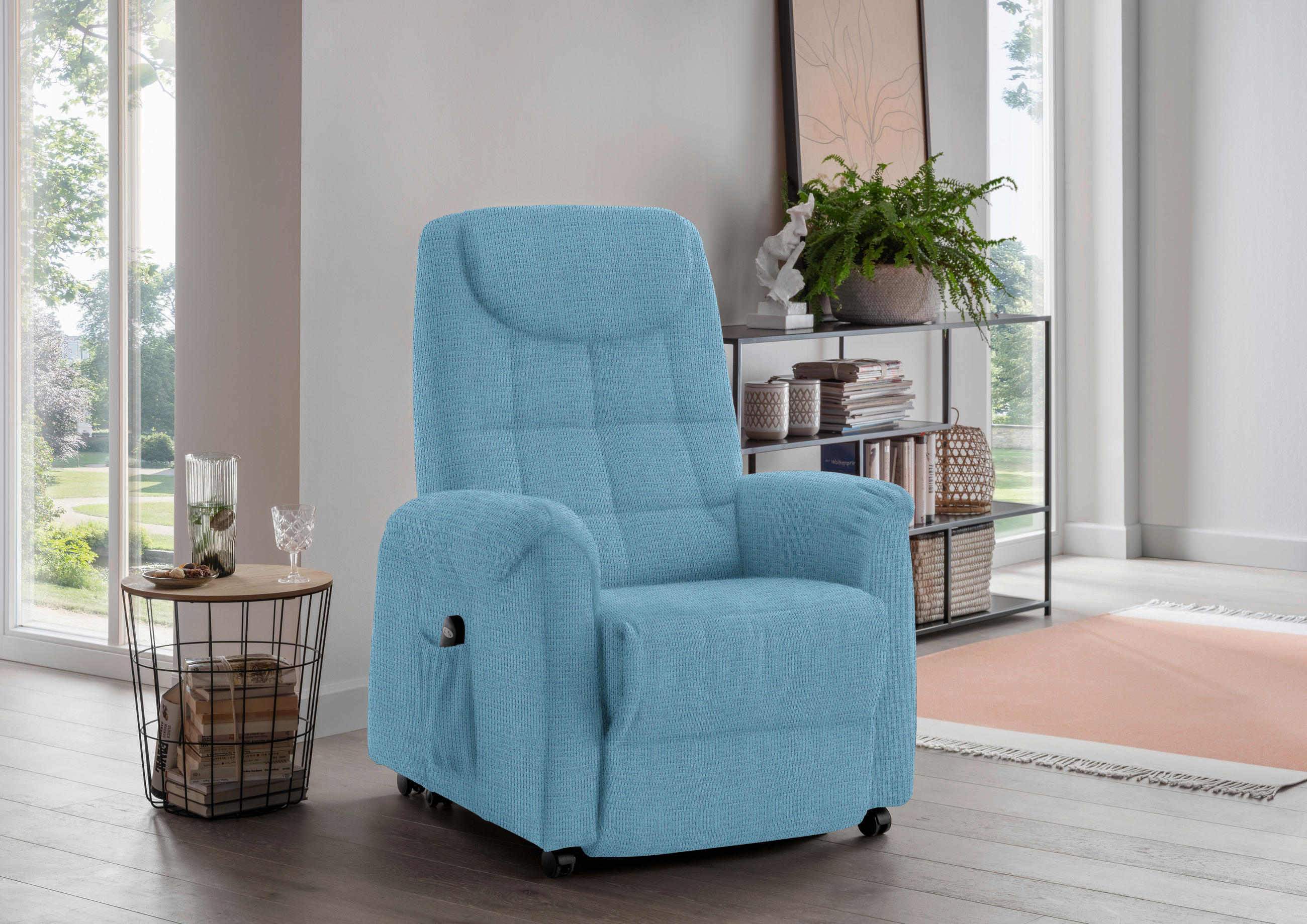 FERNSEHSESSEL  mit Relaxfunktion Mikrofaser Hellblau  - Schwarz/Hellblau, KONVENTIONELL, Kunststoff/Textil (83/113/92cm) - Xora