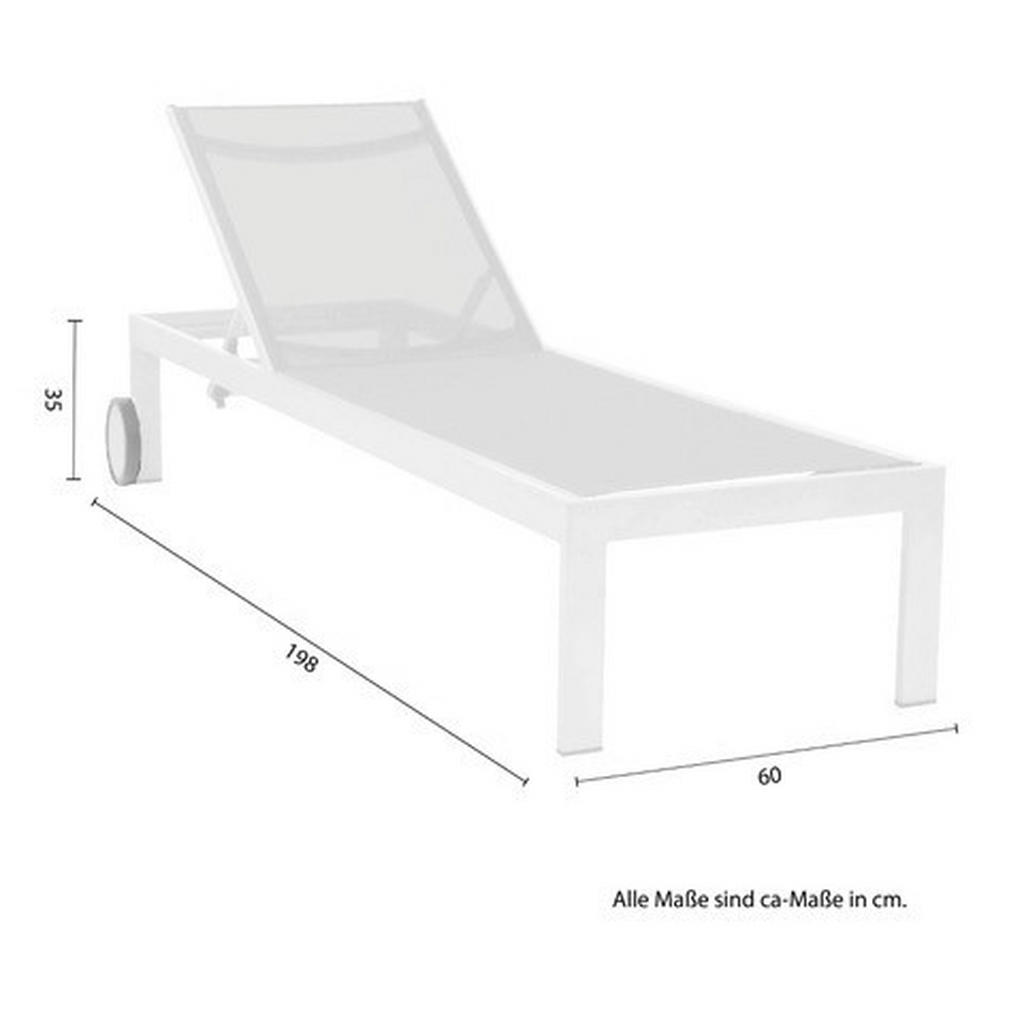 Thumbnail - Acamp Sonnenliege, Weiß, Metall, Textil, Uni, 60x35x198 cm, Räder am Kopfende, gastro- und objekttauglich, wetterbeständ...