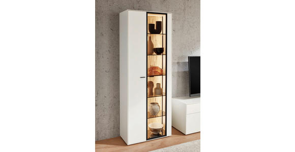 WOHNWAND 3-teilig in Weiß, Wildeiche 326,5/205,5/45,2 cm - Wildeiche/Schwarz, Design, Glas/Holz (326,5/205,5/45,2cm) - Dieter Knoll
