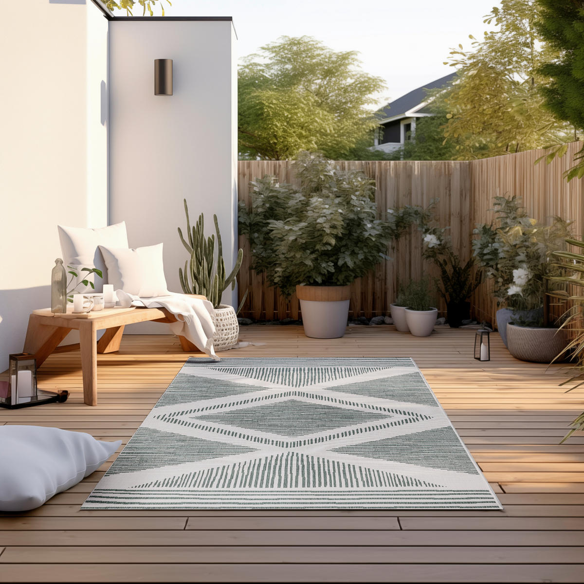OUTDOORTEPPICH 200/290 cm Gemini Weiß, Dunkelgrün  - Dunkelgrün/Weiß, Design, Kunststoff (200/290cm)