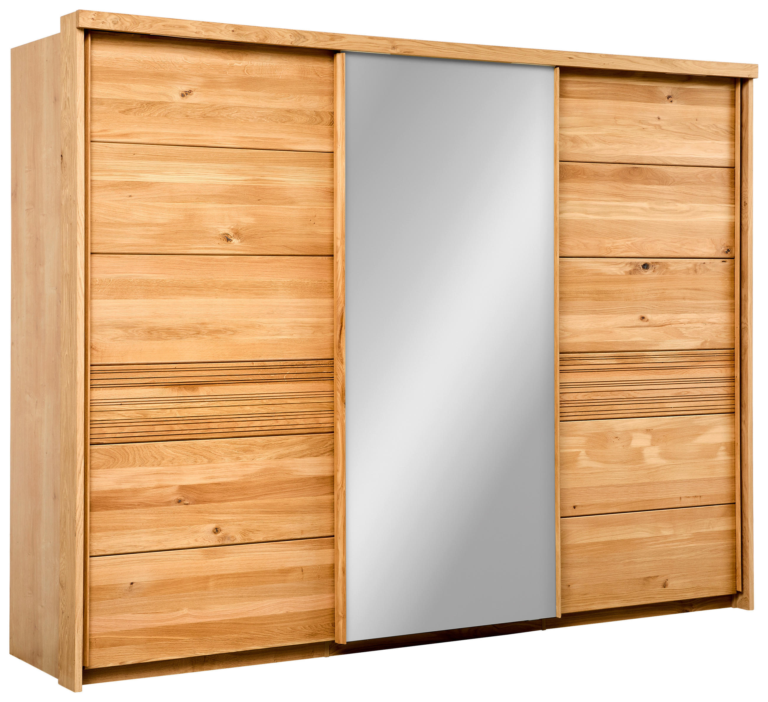SCHWEBETÜRENSCHRANK 285/216/70 cm 3 Tür(en)-türig Wildeiche  - Wildeiche, Design, Glas/Holz (285/216/70cm) - Linea Natura