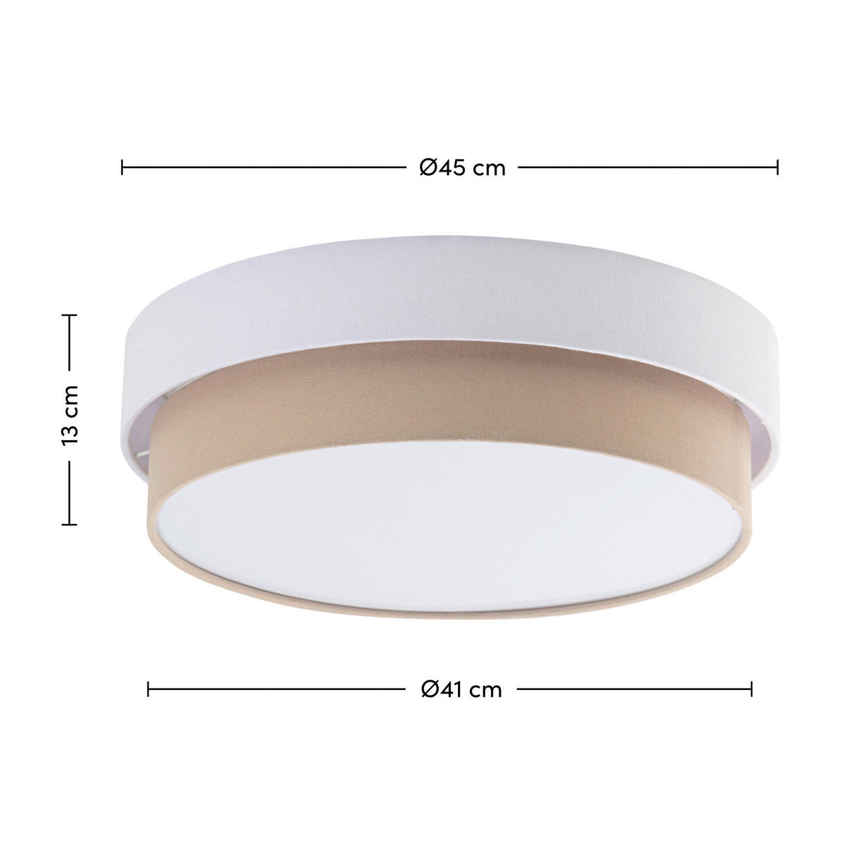 DECKENLEUCHTE 45/13 cm   - Beige/Weiß, MODERN, Kunststoff/Textil (45/13cm) - Novel