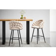 BARHOCKER Samt Beige Eisen Stoffauswahl  - Beige/Schwarz, Design, Textil/Metall (57/104/55cm) - Novel