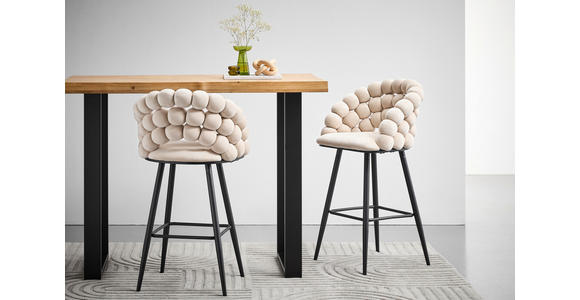 BARHOCKER Samt Beige Eisen Stoffauswahl - Beige/Schwarz, Design, Textil/Metall (57/104/55cm) - Novel