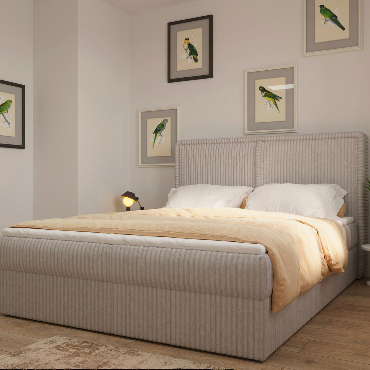 BOXBETT 180/200 cm  in Beigebraun  - Beigebraun/Schwarz, MODERN, Holz/Kunststoff (180/200cm) - MID.YOU