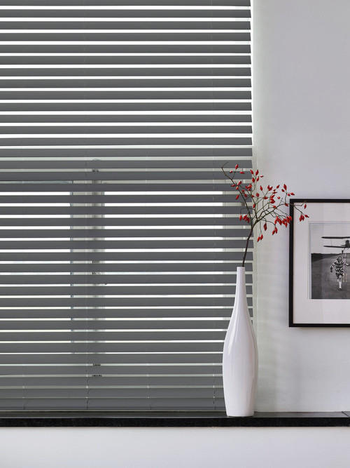 Jalousie 50mm in Holzoptik  - Anthrazit, Design, Kunststoff (60/130cm)