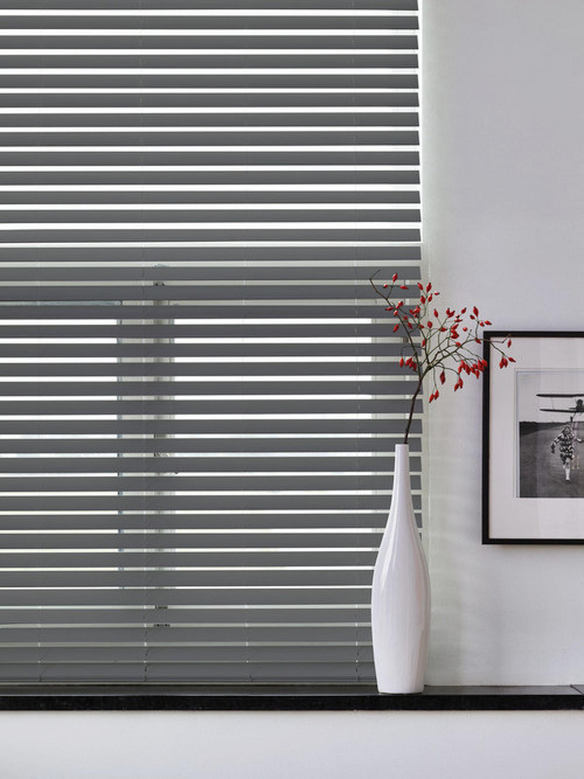 Jalousie 50mm in Holzoptik  - Anthrazit, Design, Kunststoff (60/130cm)