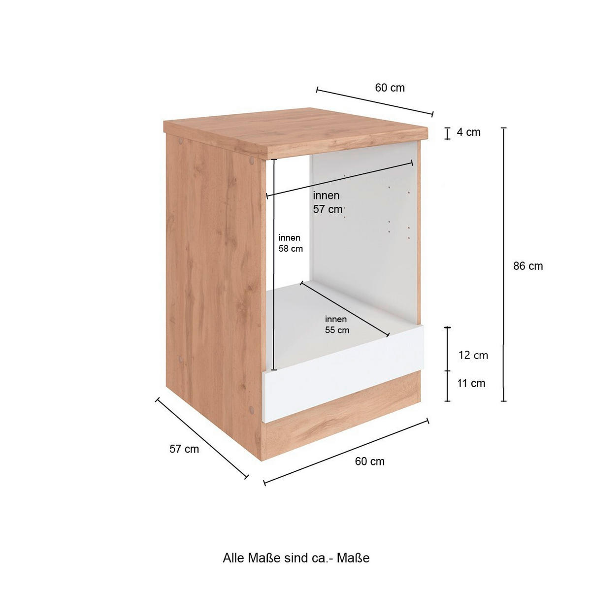 HERDUMBAUSCHRANK  in Weiss, Eiche Wotan  - Weiss/Eiche Wotan, Design, Holzwerkstoff (60/86/60cm) - Held