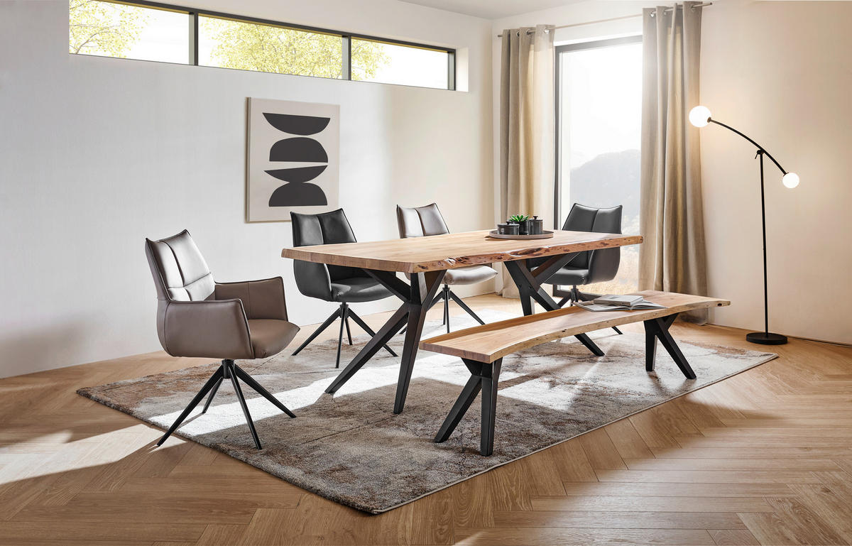 SCAUN CU BRAțE in negru  - negru, Design, metal/piele (62/91/62cm) - Novel