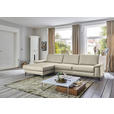 ECKSOFA  in Echtleder Ecru  176/334 cm  - Ecru/Schwarz, Design, Leder/Metall (176/334cm) - Dieter Knoll