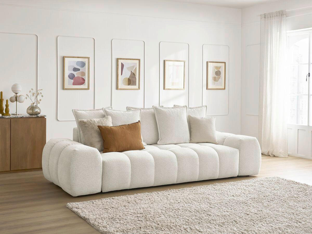 SCHLAFSOFA EVEREST  mit Armteil links, Armteil rechts Flachgewebe Weiß  - Schwarz/Weiß, MODERN, Kunststoff/Textil (278/115/90cm) - Livetastic