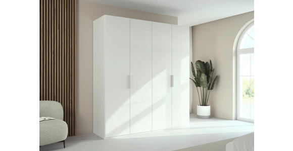 DREHTÜRENSCHRANK 201/223/61 cm,  in Weiß, 4-türig  - Weiß, Basics, Holzwerkstoff/Metall (201/223/61cm) - Novel