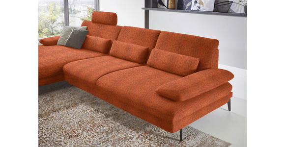 ECKSOFA in Chenille Terracotta  - Terracotta/Schwarz, Design, Textil/Metall (180/310cm) - Dieter Knoll