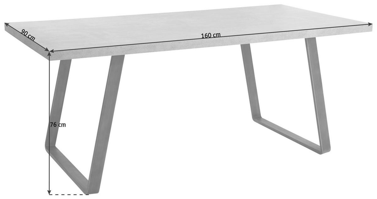 JEDILNA MIZA, siva  - siva/črna, Design, kovina/leseni material (160/90/76cm) - Carryhome