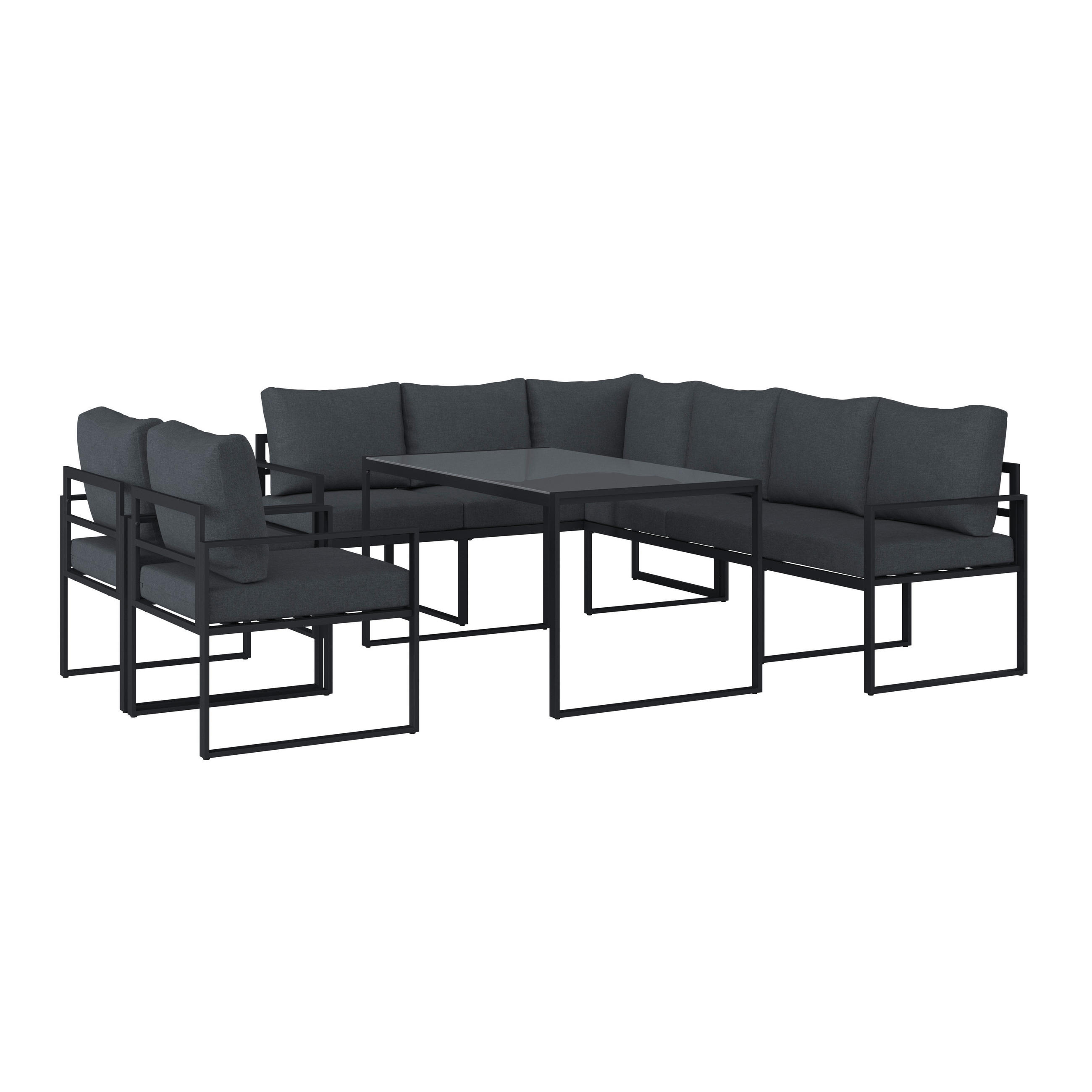 Loungegarnitur 4-tlg Bologna Metall/textil/glas Mit Kissen