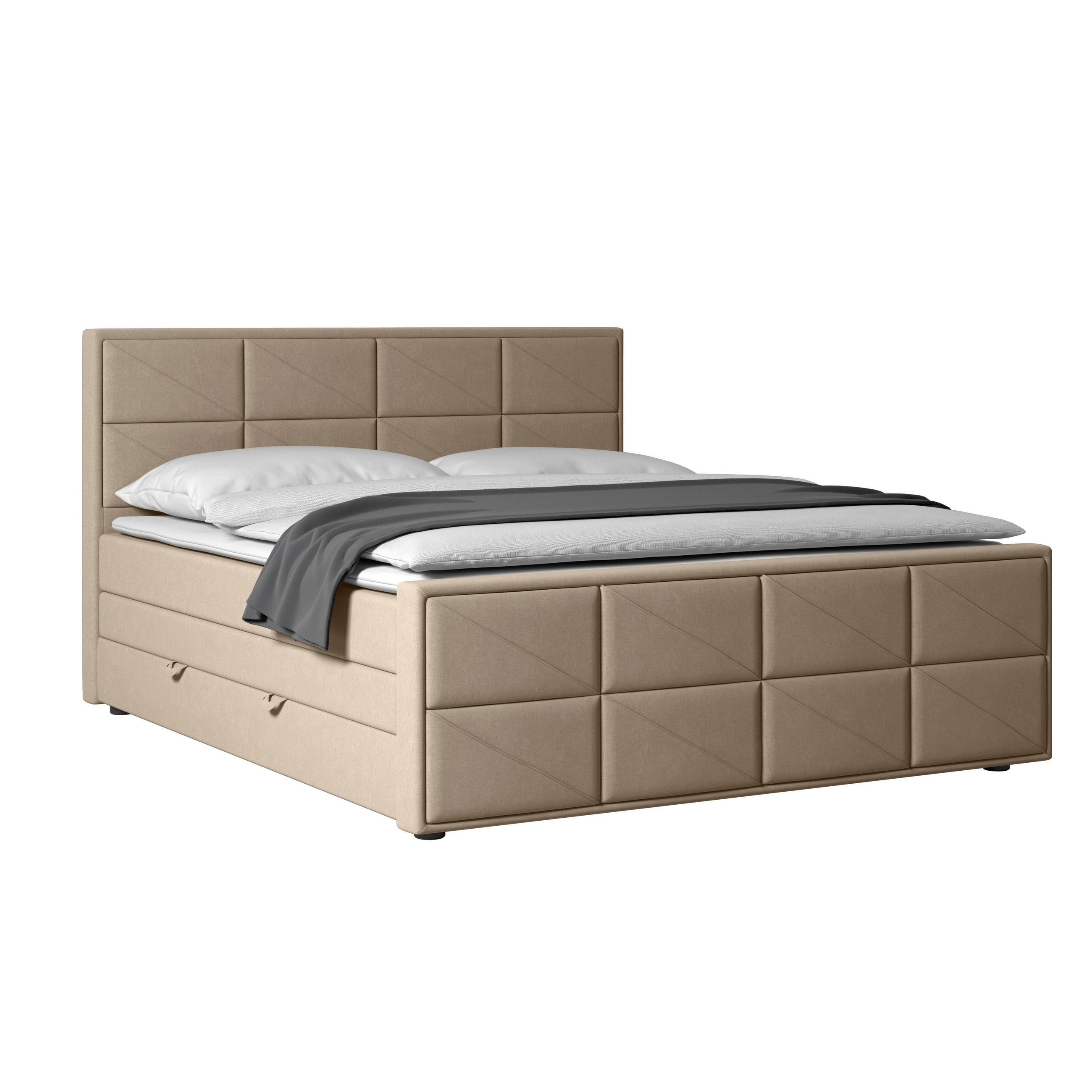 BOXSPRINGBETT 180/200 cm  in Beige  - Beige/Schwarz, MODERN, Holz/Kunststoff (180/200cm) - MID.YOU