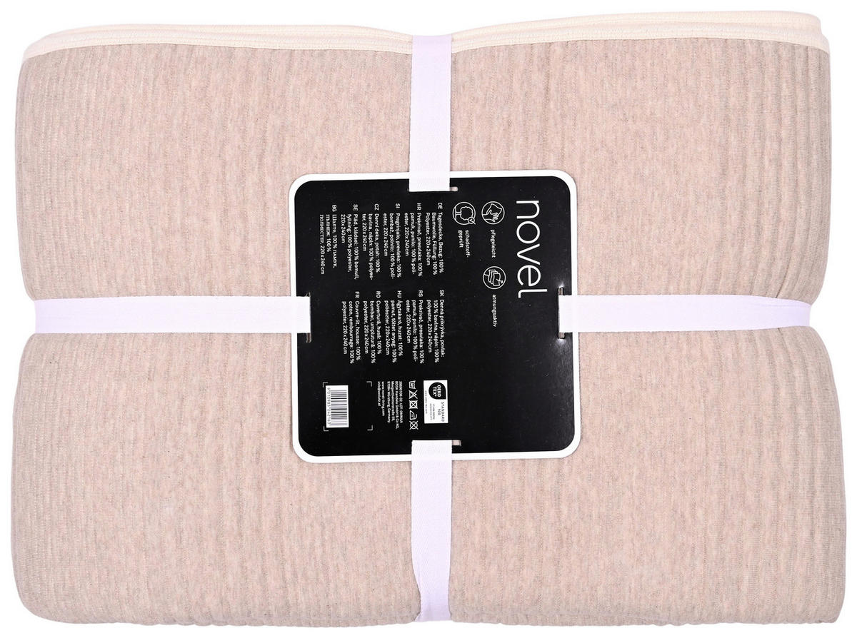 PŘEHOZ NA POSTEL, bavlna, 220/240 cm - béžová, textil (220/240cm) - Novel