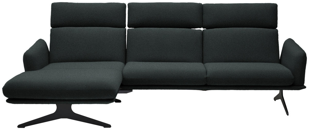 ECKSOFA in Flachgewebe Anthrazit  - Anthrazit/Schwarz, Design, Textil/Metall (152/259cm) - Dieter Knoll