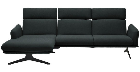 ECKSOFA in Flachgewebe Anthrazit 152/259 cm - Anthrazit/Schwarz, Design, Textil/Metall (152/259cm) - Dieter Knoll