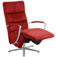 RELAXSESSEL in Leder Rot  - Chromfarben/Rot, Design, Leder/Metall (64/112/80cm) - Cantus