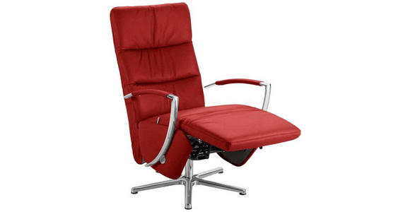 RELAXSESSEL in Leder Rot  - Chromfarben/Rot, Design, Leder/Metall (64/112/80cm) - Cantus