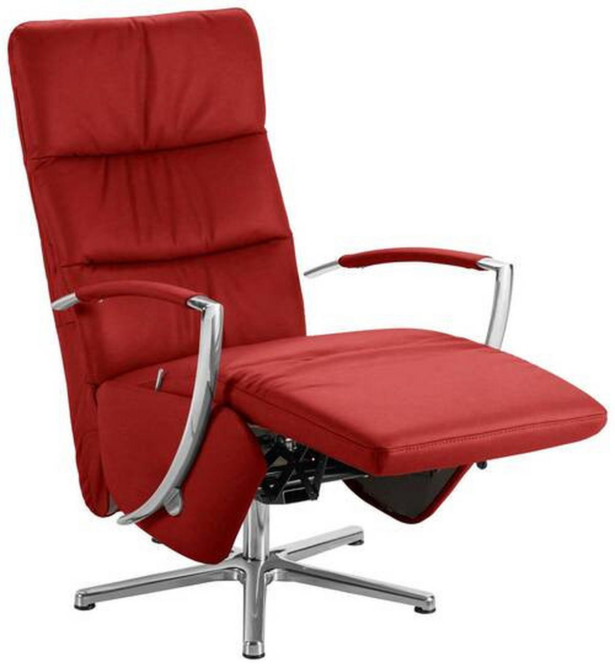 RELAXSESSEL in Leder Rot  - Chromfarben/Rot, Design, Leder/Metall (64/112/80cm) - Cantus