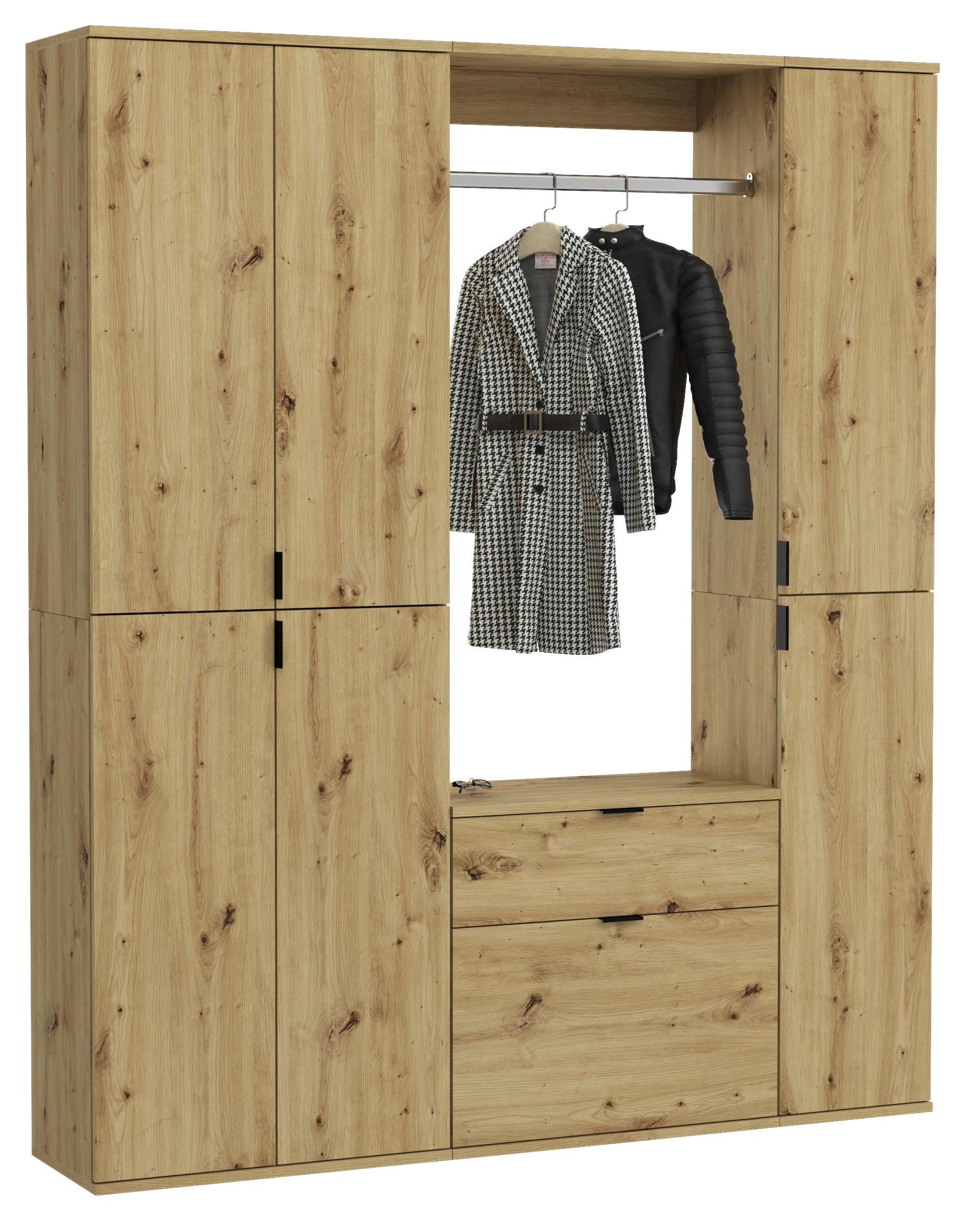 GARDEROBE 3-teilig  in 152/193/34 cm  - KONVENTIONELL, Holzwerkstoff (152/193/34cm) - MID.YOU