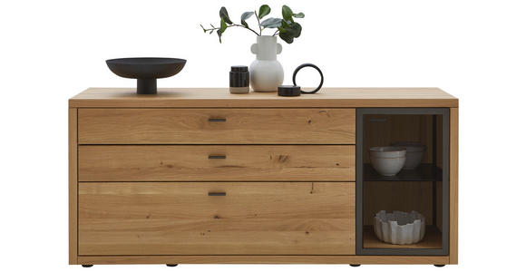 SIDEBOARD 168/74/45,0 cm  - Wildeiche/Dunkelgrau, Design, Glas/Holz (168/74/45,0cm) - Valnatura