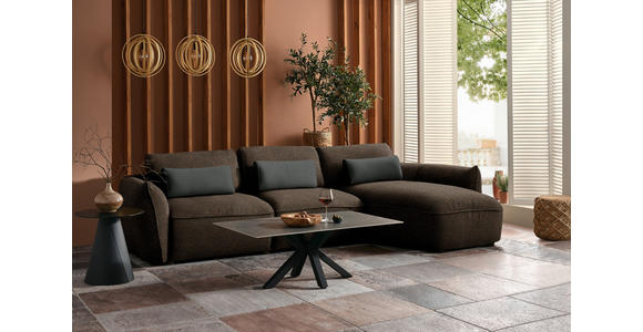 ECKSOFA  in Chenille Braun, Grün  340/190 cm  - Schwarz/Braun, Design, Kunststoff/Textil (340/190cm) - Belluti