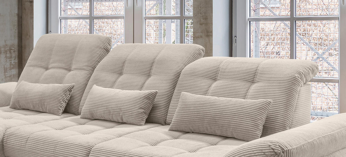 ECKSOFA in Cord Beige  - Beige/Schwarz, Modern, Textil/Metall (184/314cm) - Livetastic