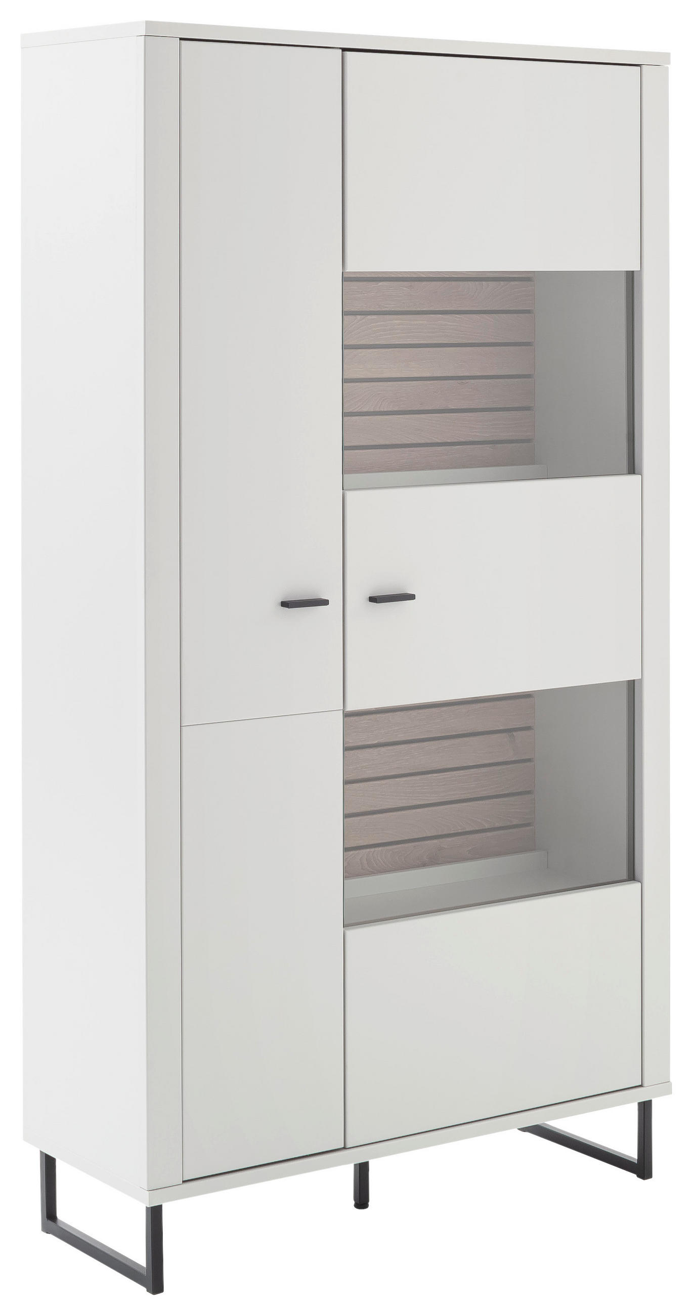 VITRINE Weiss, Eichefarben  100/185/37 cm  - Weiss/Eichefarben, Design, Glas/Holzwerkstoff (100/185/37cm) - Stylife