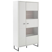 VITRINE Weiss, Eichefarben  100/185/37 cm  - Weiss/Eichefarben, Design, Glas/Holzwerkstoff (100/185/37cm) - Stylife