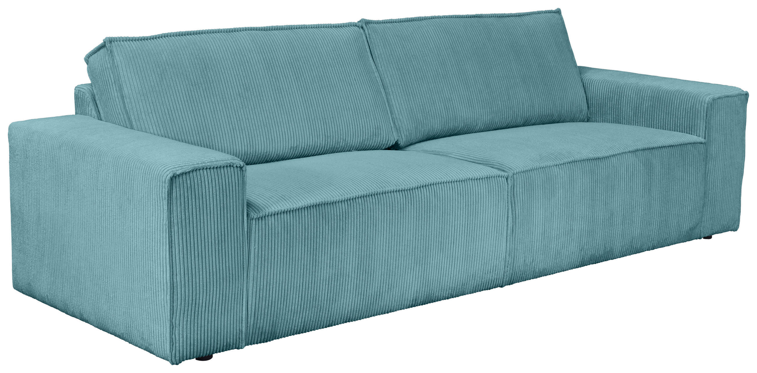 3-SITZER-SOFA Cord Türkis - Türkis/Schwarz, KONVENTIONELL, Kunststoff/Textil (248/76/95cm) - Carryhome