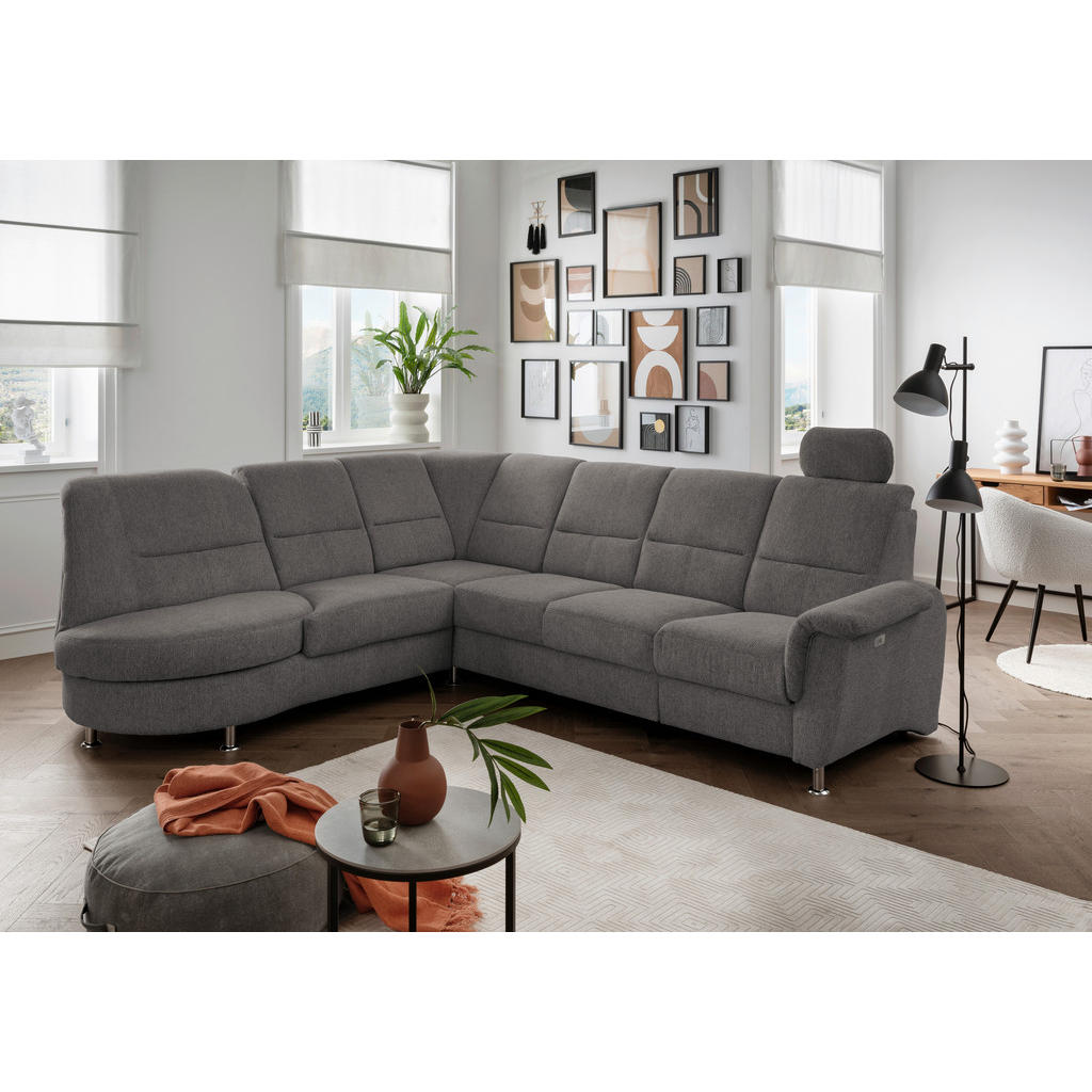 Thumbnail - Livetastic Ecksofa, Graubraun, Textil, Uni, 6-Sitzer, Ottomane links, L-Form, 275x236 cm, Made in EU, Relaxfunktion, sei...